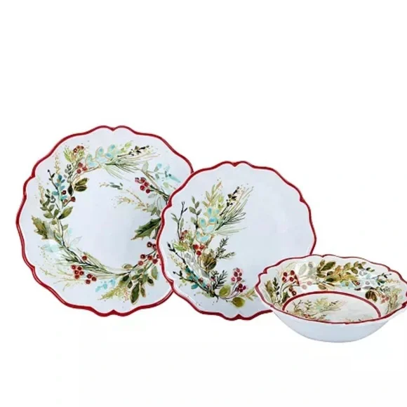 Christmas gatherings melamine 12 piece dinnerware set - Picture 3 of 8